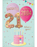 Celebrate your daughter's special day with a gift that will take her back in time! This clever 21st birthday card features intriguing tidbits and factoids about the year she was born. Discover together the top hits, blockbuster films, and noteworthy events that made 2004 a year to remember. Show her that she's one of a kind with this charming and amusing 21st birthday card.