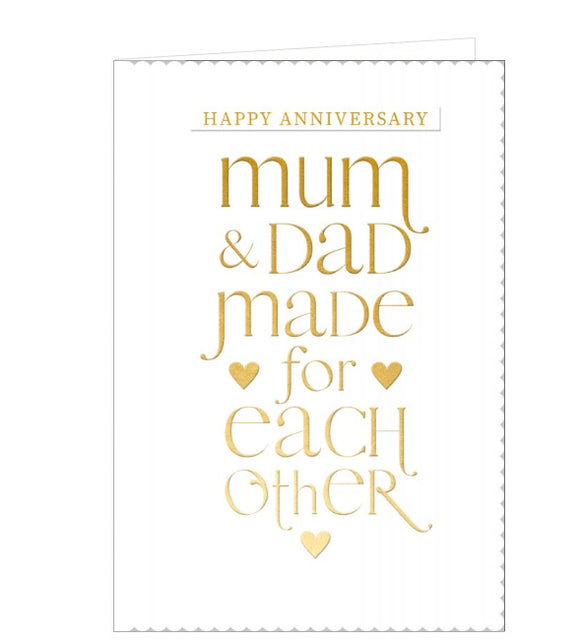 Gold text on this anniversary card reads 
