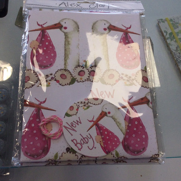 New Baby Girl - Alex Clark gift wrap with tags