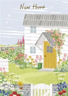 White Cottage garden - new home card