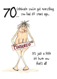 Just a bit lower - Camilla and Rose funny 70th Birthday card