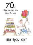 Training for your big blow out - Camilla and Rose funny 70th Birthday card