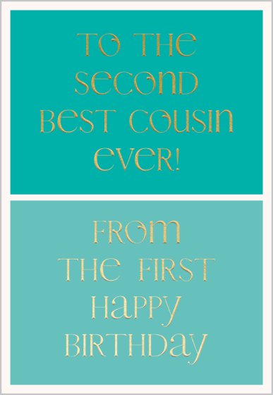 Second best cousin - birthday card