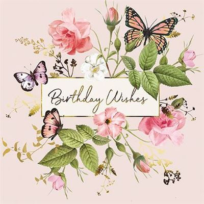 Flowers and butterflies - birthday card
