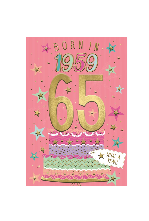 Born in 1959 - 65th birthday card (female)