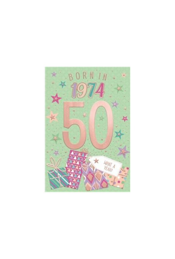Born in 1974 - 50th birthday card (female)