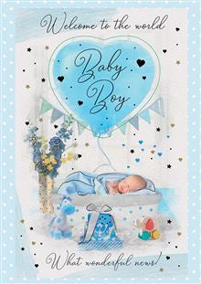 Welcome to the world, baby boy - Boxed Keepsake Card