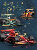 Racing cars - birthday card