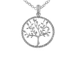 Silver CZ Tree Of Life in Circle - Indulgence Jewellery
