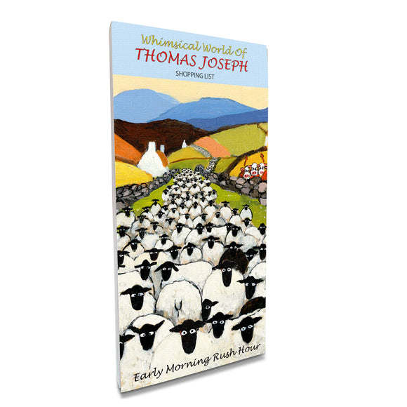 Perfect for shopping lists, to do lists, meal planning, or whatever you do to stay organised! The front cover of this listpad is covered with detail from Thomas Josephs image of a traffic jam of sheep in the countryside, There is a magnet on the reverse of the listpad for sticking it on the fridge, freezer or metal surface.