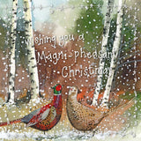 Christmas pheasants Christmas card - Alex Clark small Christmas card