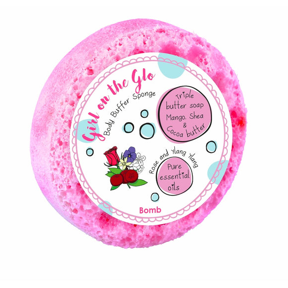New from Bomb Cosmetics this pinky-purple Girl on the Glo body buffer soap sponge is filled with divine smelling rose and ylang ylang essential oils and mango, shea and cocoa butter. Simply wet the sponge to make the soap foam, and buff away to leave your skin soft and clean.