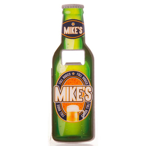 A perfect gift for Father's Day, birthdays or just because, this personalised bottle opener is designed to look like a crown-capped bottle of beer - complete with labels that reads "Mike's" around the neck and and "Mike's - Full Bodied" around the middle.