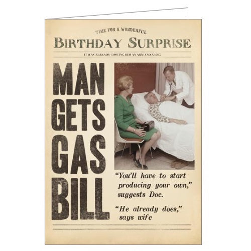 This birthday card from Pigment Productions Fleet Street range is designed to look like a vintage newspaper entitled 