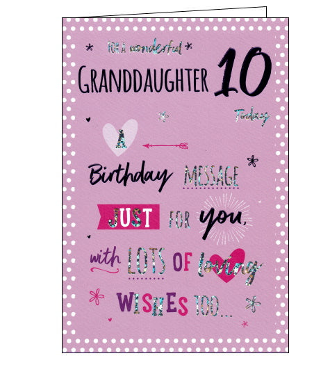 ICG 10th birthday card for granddaughter