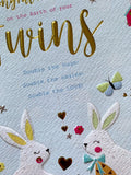 ICG congratulations on the birth of your twins card new babies card Nickery Nook