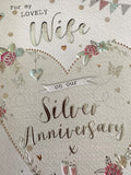 ICG wife on our silver 25th anniversary card Nickery Nook close up