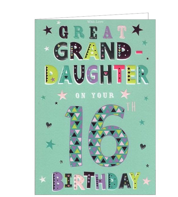 Great Granddaughter on your 16th Birthday card