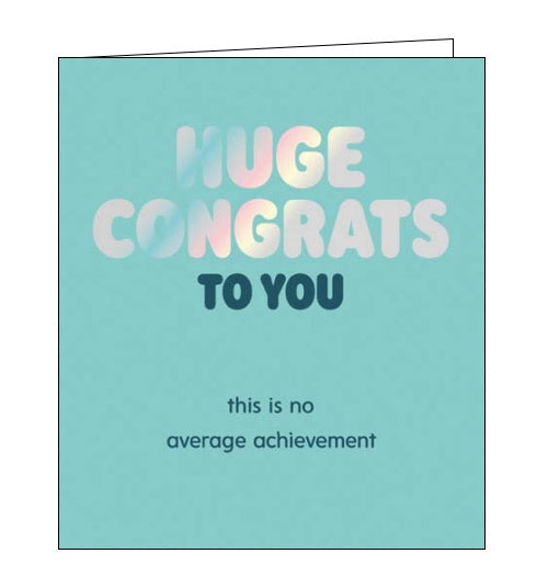 This congratulations card from Pigment Productions' Fuzzy Duck range is decorated with orange and shiny metallic text that reads 