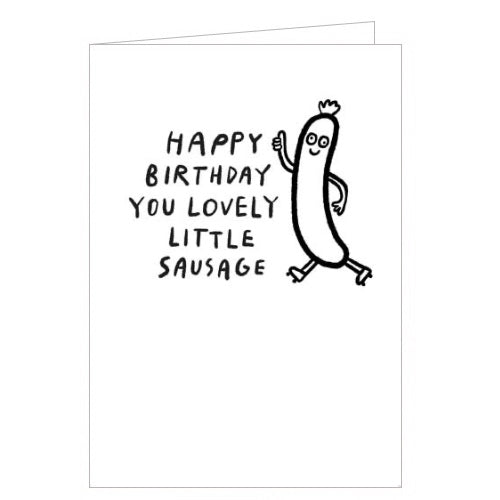 This funny birthday card from Pigment Production's Cuckoo range is decorated with a sketch of a smiling hotdog - with arms and legs - giving a thumbs up. The caption on the front of the card reads 