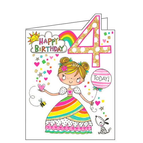 Rachel Ellen princess 4th birthday card