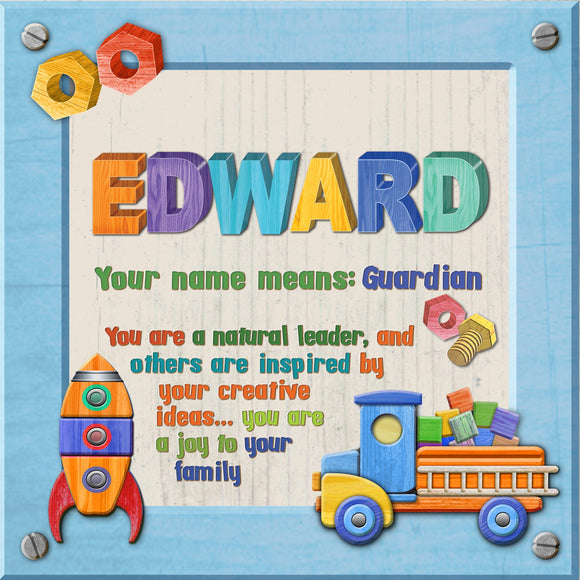 Tidybirds name meanings name definition plaque for kids EDWARD Nickery Nook