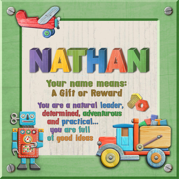 Tidybirds name meanings name definition plaque for kids NATHAN Nickery Nook