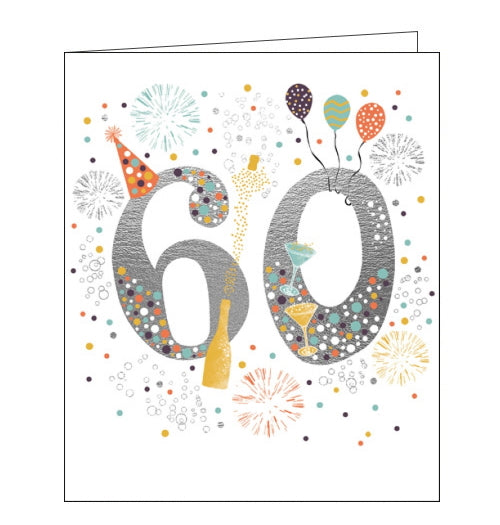 This 60th birthday card is decorated with a large silver 
