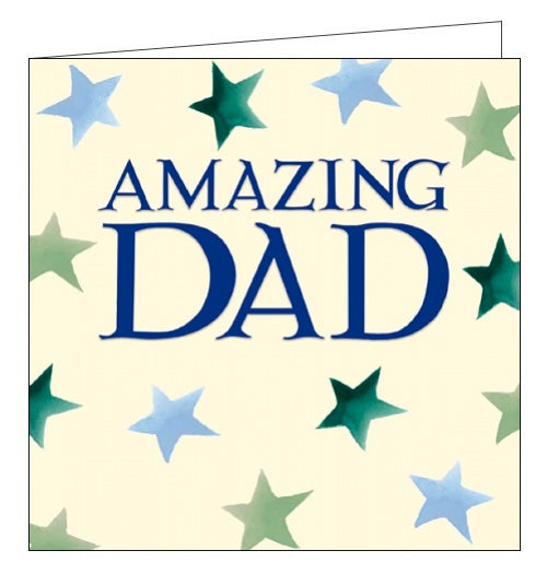 This birthday card for a special dad is decorated in Emma Bridgewater's inimitable style, with green and blue stars and embossed blue serif-text that reads 