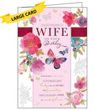 Words 'n' Wishes flowers butterflies wonderful wife birthday card Nickery Nook