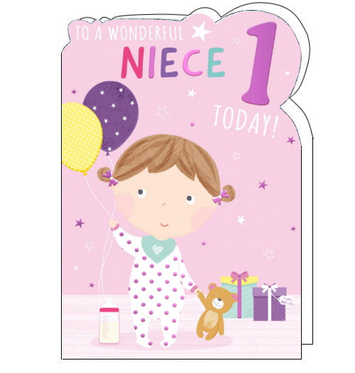 Wonderful Niece 1st Birthday card
