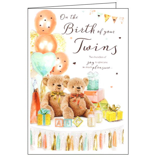 Baby twins cards, twins new baby cards, twin birth cards, twin congratulations cards