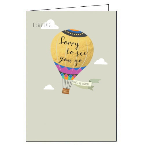 Sorry You're Leaving cards, Hot air balloon sorry to see you go card
