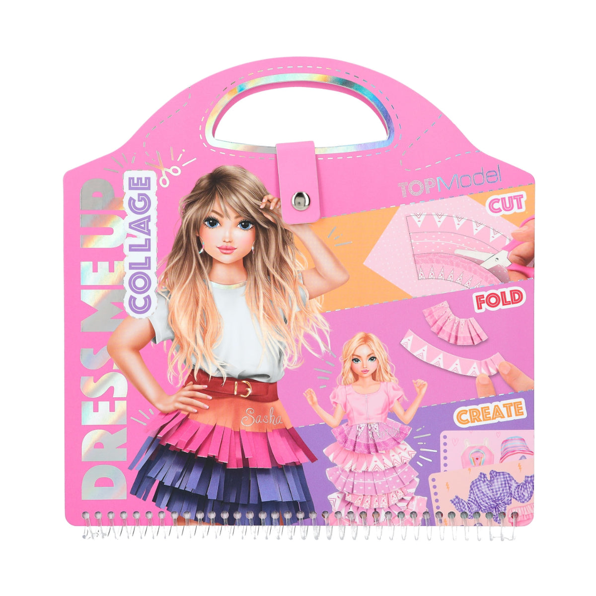 Shaped like a cool pink handbag, this TOPModel colouring book is ideal for aspiring fashion designers and artists. In addition to 20 pages of top model figures for you to colour and style, the book contains 20 sheets of fabric designs, 5 pages of stickers, 1 page of satin stickers and 1 page of foil stickers. With lots of creativity and the clear folding and crafting instructions, you can create unique looks!
