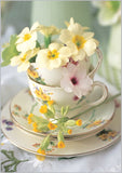 Primroses in a Teacup – Floral photographic Birthday card