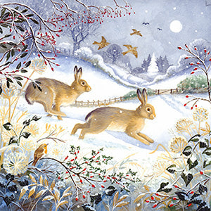 Hares - Box of 12 Christmas cards