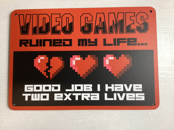 Video Games - vintage metal sign