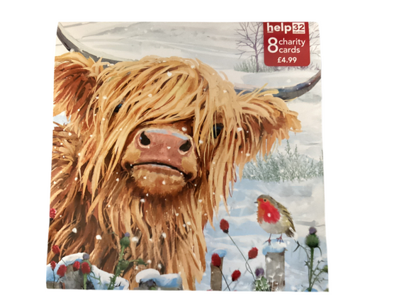 Highland coo - Pack of 8 Charity Christmas cards