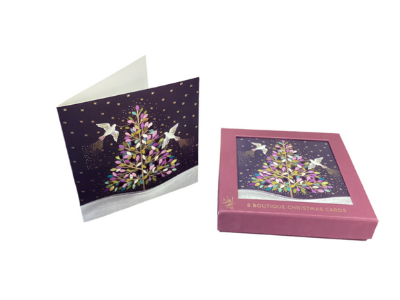Doves dressing tree - Box of 8 Christmas cards
