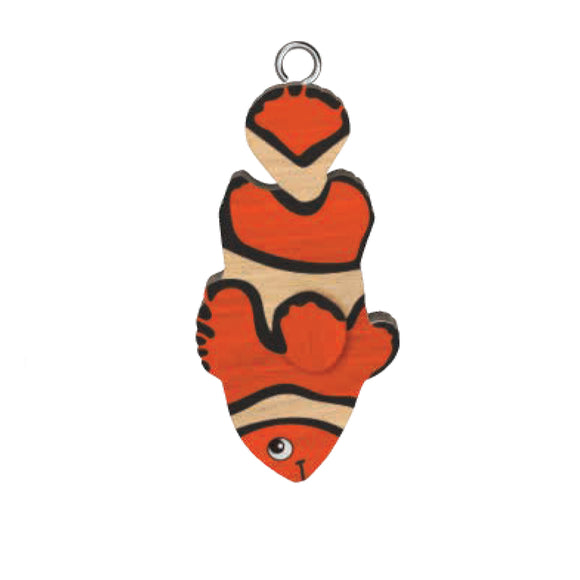 Clown fish wooden keyring