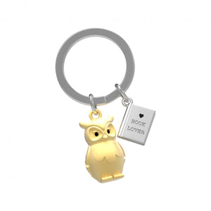 Gold owl & book - Oli Olsen metal keyring