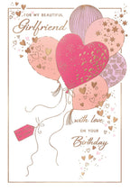 Girlfriend, pink  hearts  Birthday card