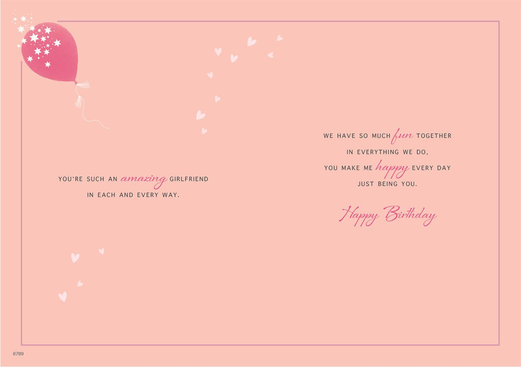 Girlfriend, pink  hearts  Birthday card