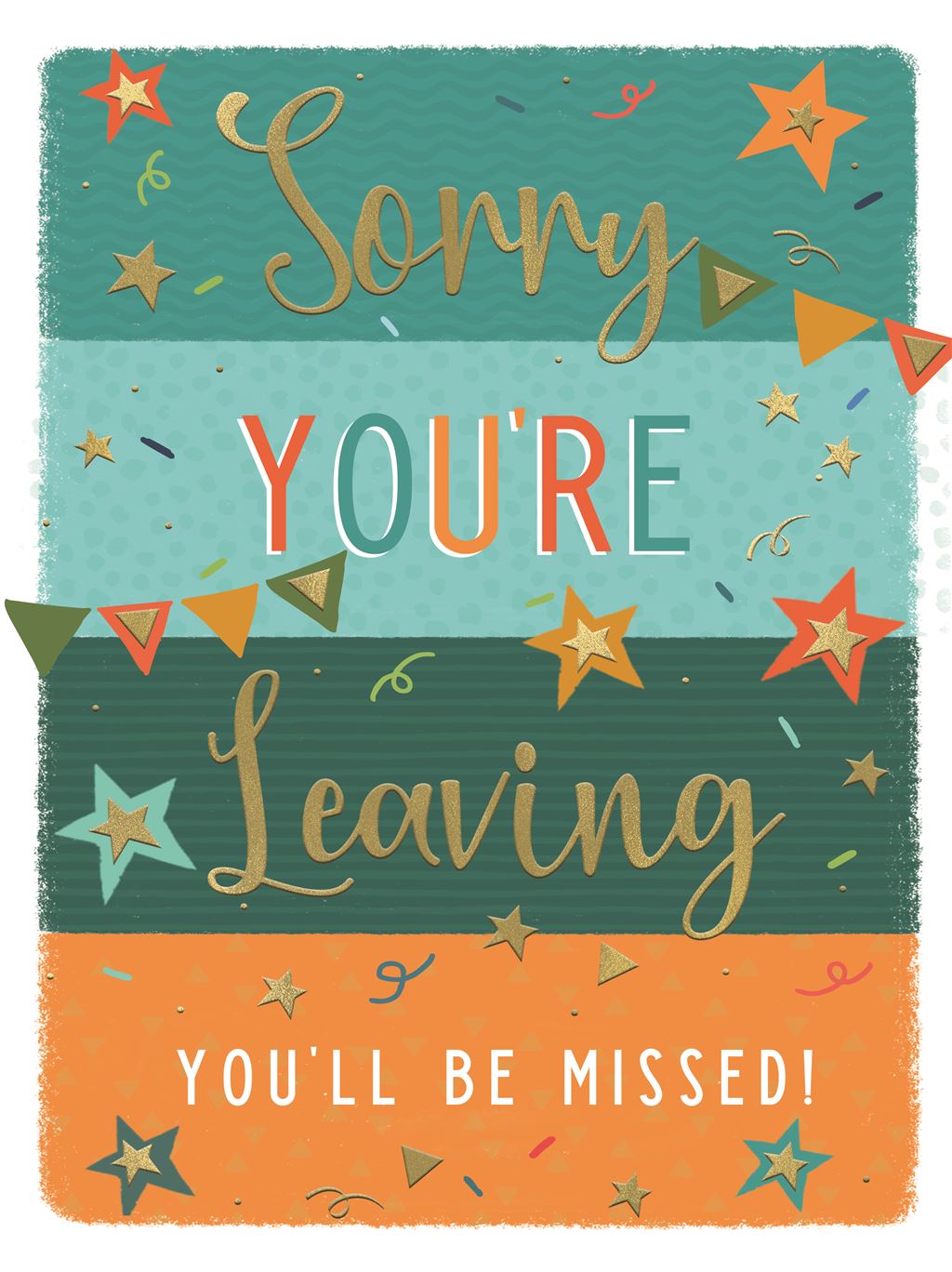 Large sorry you're leaving card