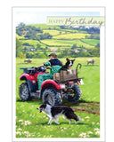 Farmer and collies - birthday card