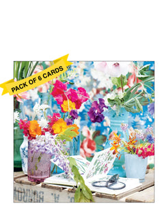 Bright flowers and book - Pack of 6 notelets