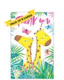 Giraffe and frogs - pack of 8 thank you cards