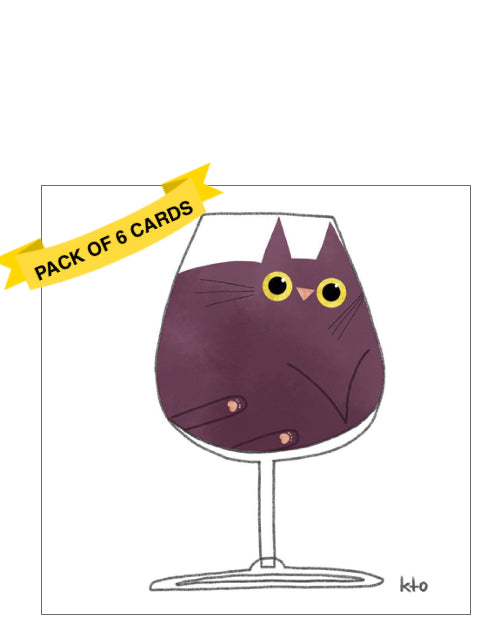 Wine kitty - Pack of 6 notelets