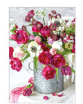 Red & white florals - blank card