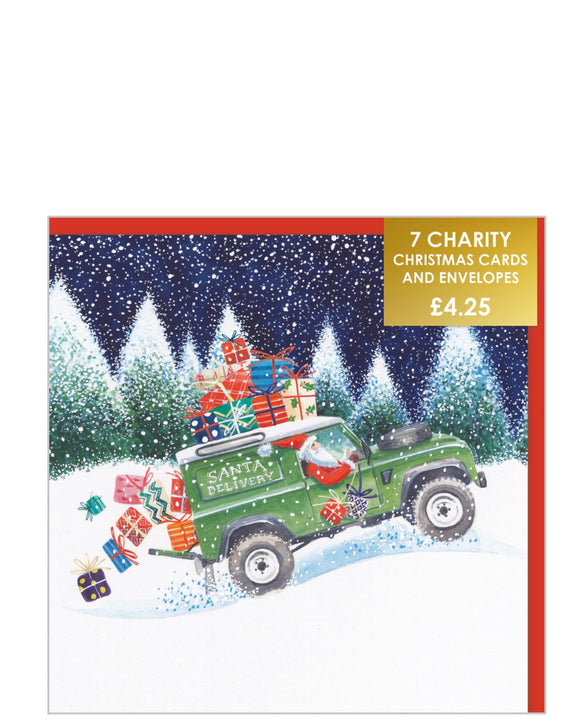 Festive Landrover - Pack of 7 charity Christmas cards
